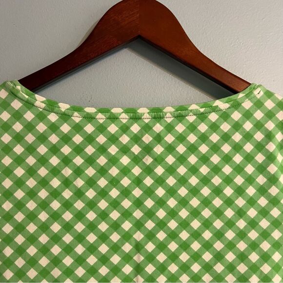 NWT Talbots Pima Cotton Bateau Neck Tee Green Gingham Sz Petite //Quarter Sleeve - Picture 10 of 12